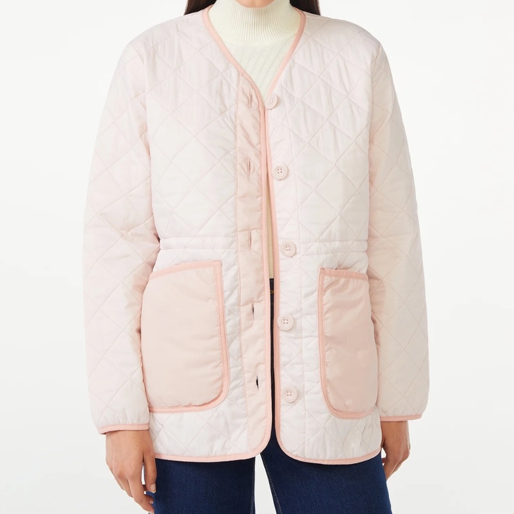 Women's Pink Quilted Puffer Jacket
